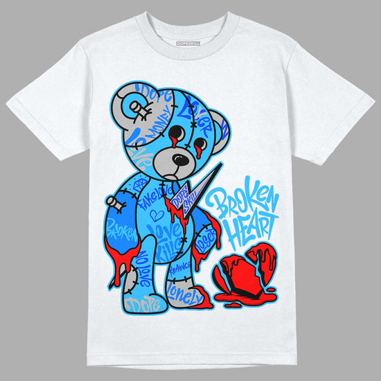 Jordan 2 Low "University Blue" DopeSkill T-Shirt Broken Heart Graphic Streetwear - White