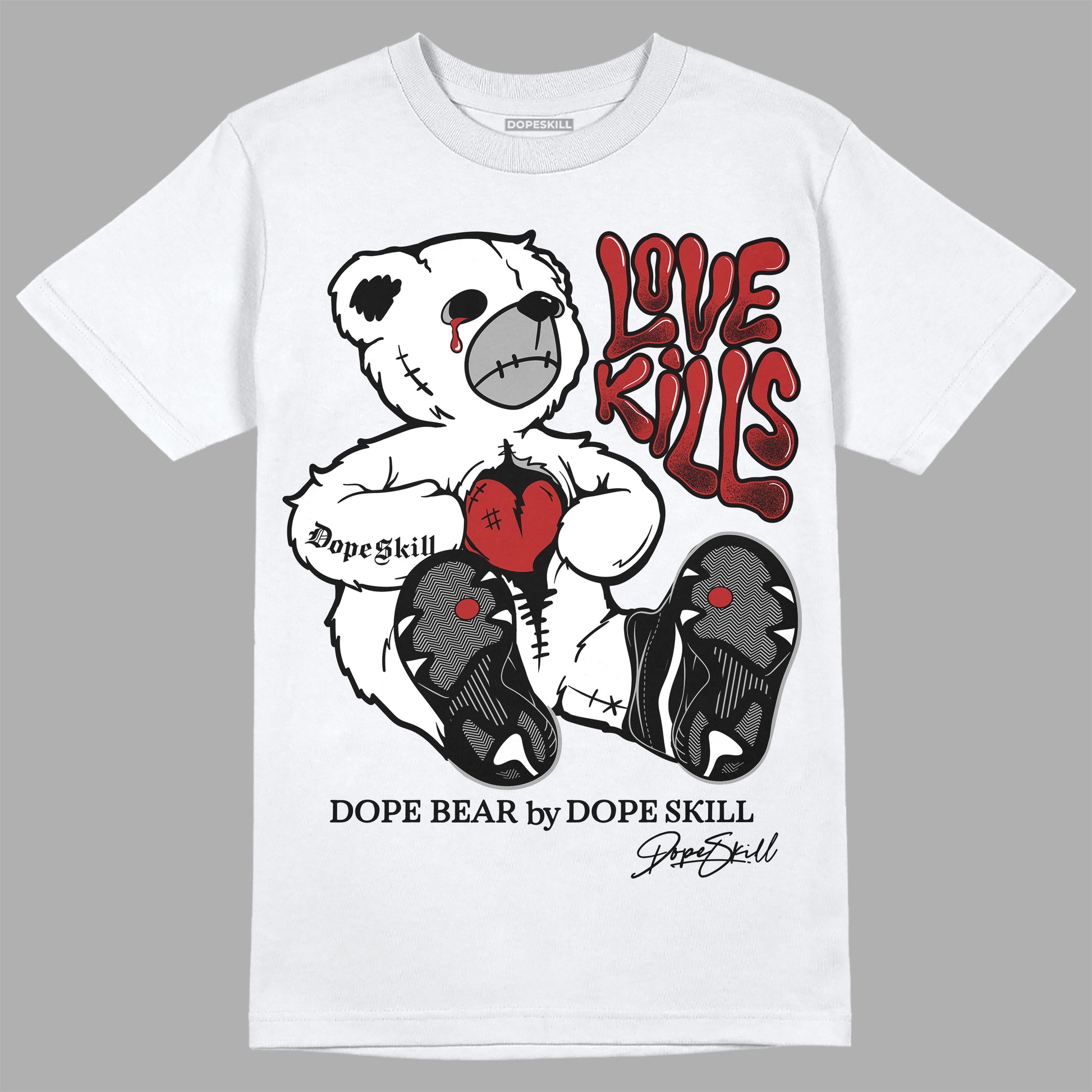 Jordan 14 "Black/White" DopeSkill T-Shirt Love Kills Graphic Streetwear - White 