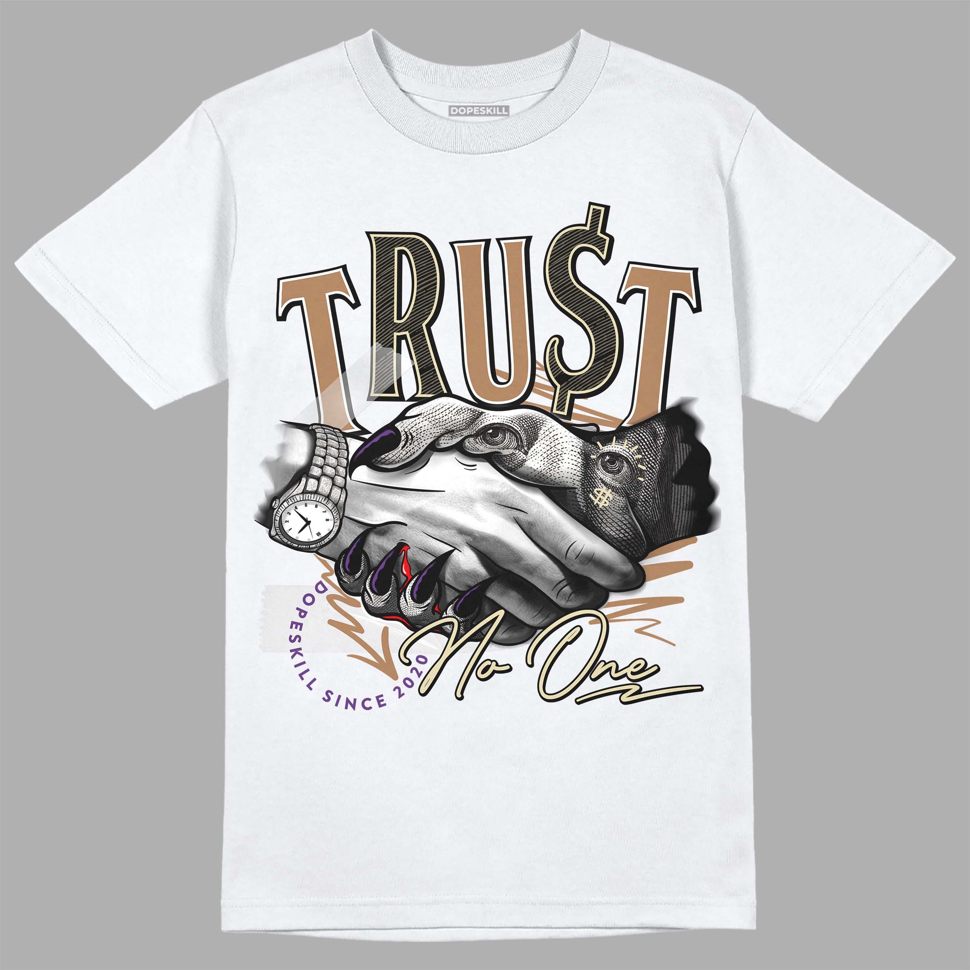 Jordan 6 WMNS Gore-Tex Brown Kelp DopeSkill T-Shirt Trust No One Graphic Streetwear - White