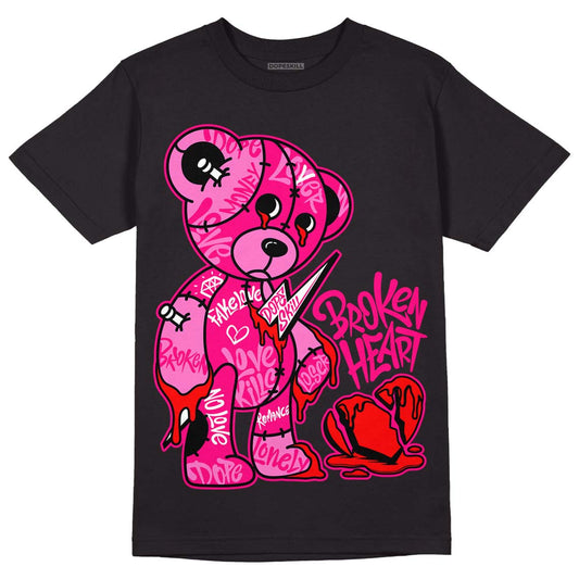 Jordan 1 Low GS “Fierce Pink” Dopeskill T-Shirt Broken Heart Graphic Streetwear - Black