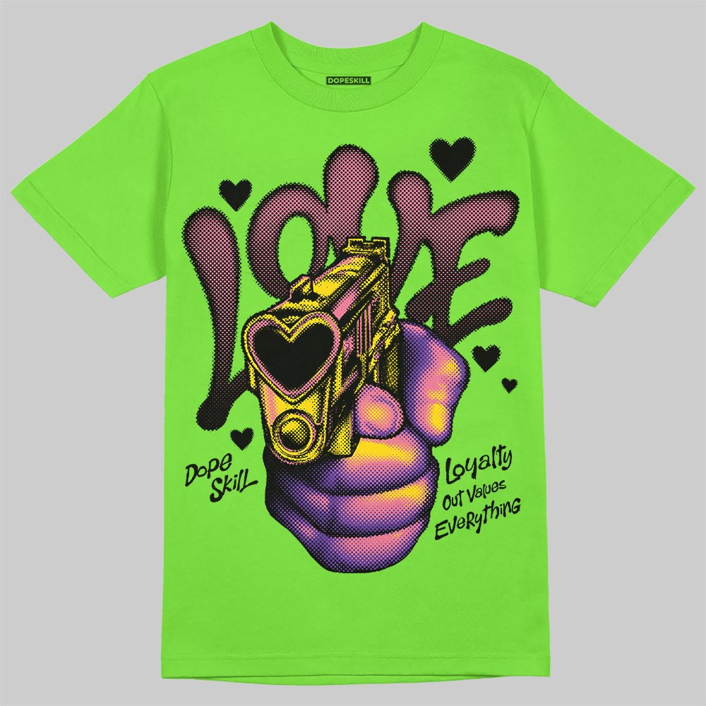 Neon Green Sneakers DopeSkill T-Shirt Love Shot Graphic Streetwear - Lime