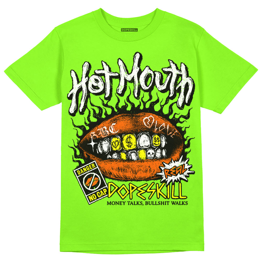 Neon Green Sneakers DopeSkill Neon Green T-Shirt Hot Mouth Graphic Streetwear