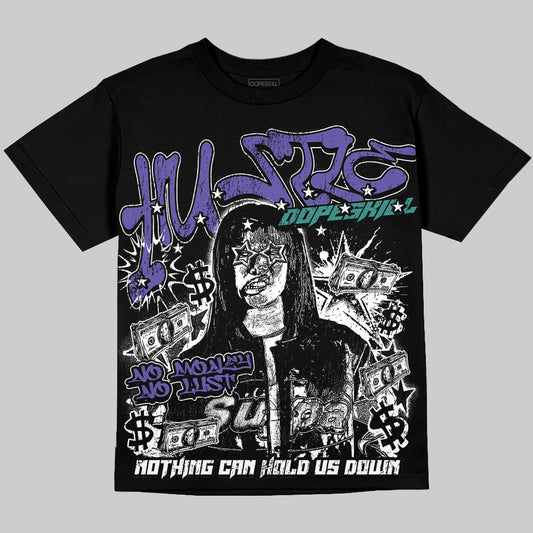 Jordan 5 Grapes Oversize Print 'No Money No Lust' DopeSkill Graphic T-shirt Streetwear - black