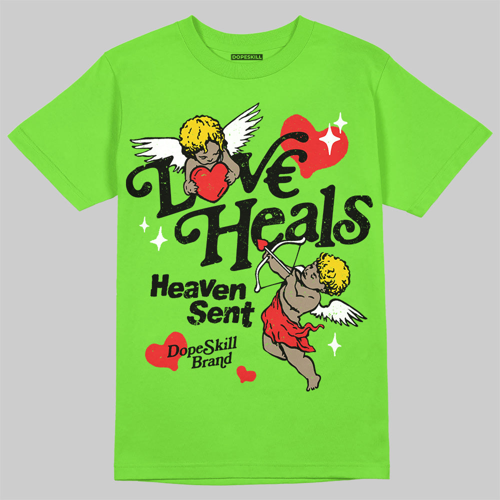 Neon Green Sneakers DopeSkill T-Shirt New Love Heals Graphic Streetwear - Lime