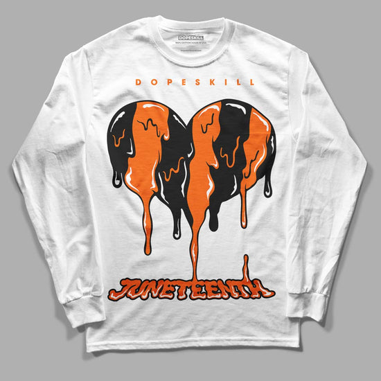 Orange, Black & White Sneakers DopeSkill Long Sleeve T-Shirt Juneteenth Heart Graphic Streetwear - White