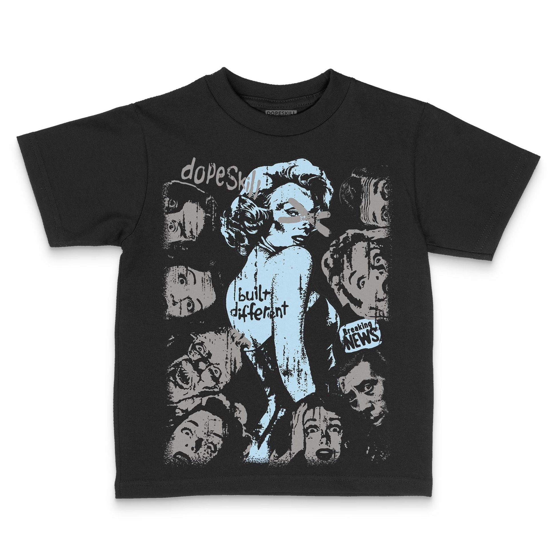 Jordan 4 Retro GS “Blue Chill” DopeSkill Toddler Kids T-shirt Built Different Graphic Streetwear - Black