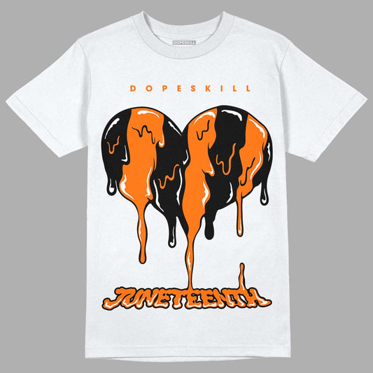 Orange, Black & White Sneakers DopeSkill T-Shirt Juneteenth Heart Graphic Streetwear - White