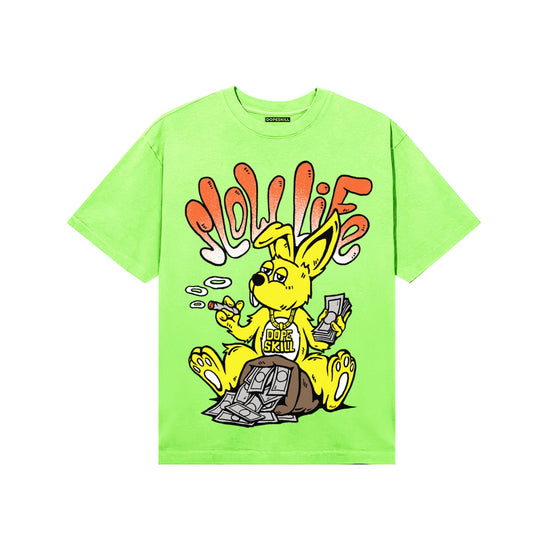 Neon Green Sneakers DopeSkill T-Shirt Slow Life Graphic Streetwear - Lime