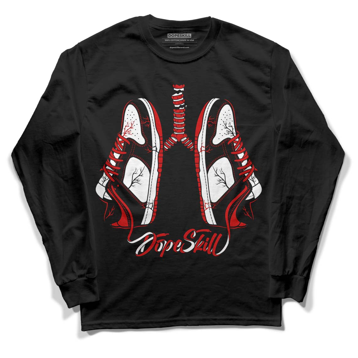 Jordan 1 Retro Low "Black Toe" DopeSkill Long Sleeve T-Shirt Breathe Graphic Streetwear - Black