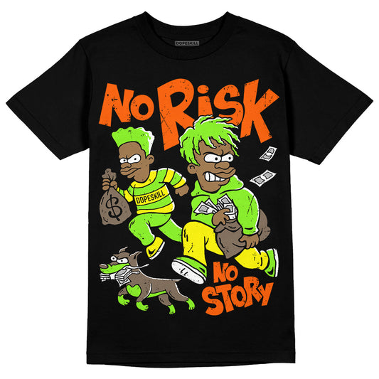 Neon Green Sneakers DopeSkill T-Shirt No Risk No Story Graphic Streetwear - Black
