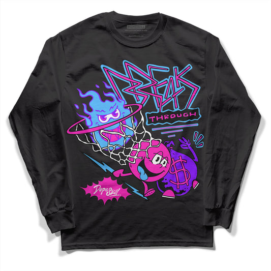 Dunk Low GS “Active Fuchsia” DopeSkill Long Sleeve T-Shirt Break Through Graphic Streetwear - Black