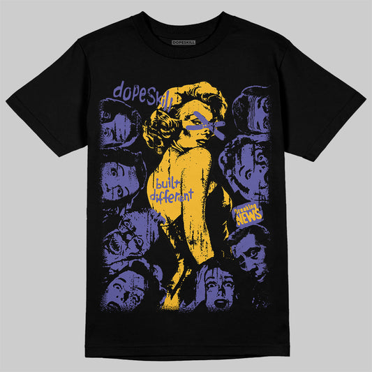 Jordan 4 Retro Lakers DopeSkill T-Shirt Built Different Graphic Streetwear - Black