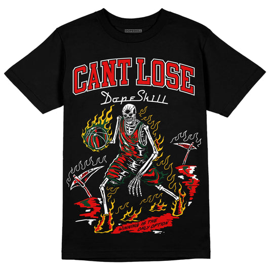 Jordan 2 White Fire Red DopeSkill T-Shirt Cant Lose Graphic Streetwear - Black