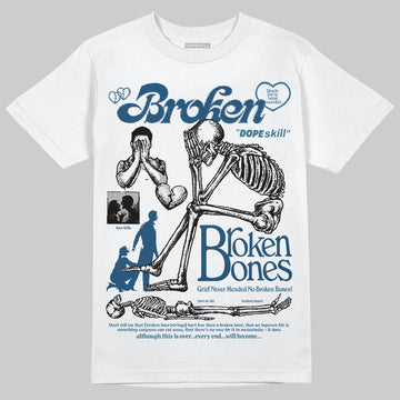 Jordan 12 Retro French Blue (2025) DopeSkill T-Shirt Broken Bones Graphic Streetwear - WHite 