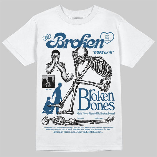 Jordan 12 Retro French Blue (2025) DopeSkill T-Shirt Broken Bones Graphic Streetwear - WHite 