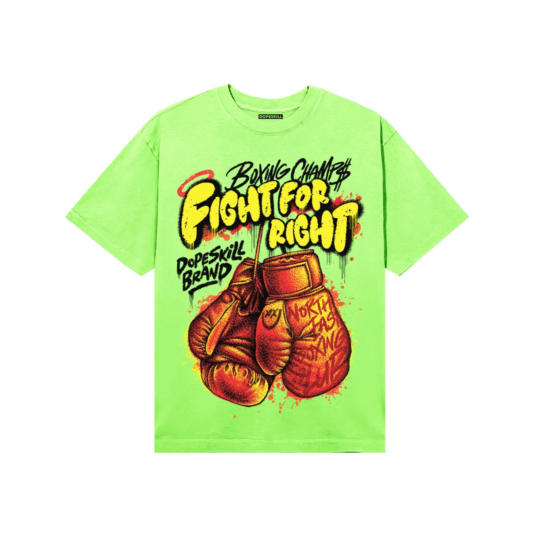 Neon Green Sneakers DopeSkill T-Shirt Fight For Right Graphic Streetwear - Lime