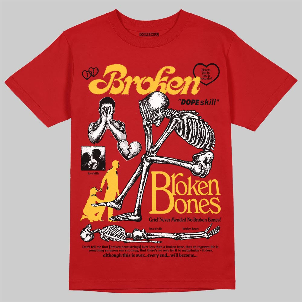 Jordan 14 Retro Ferrari (2025) DopeSkill T-Shirt Broken Bones Graphic Streetwear - Red