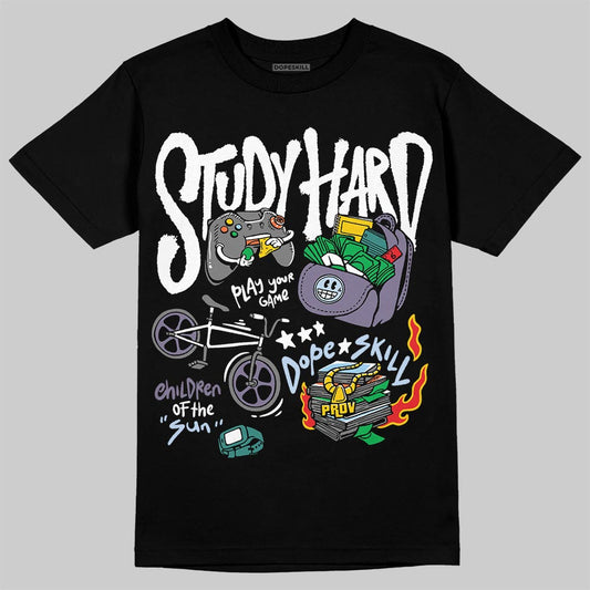 Jordan 5 OG “Grape” DopeSkill T-Shirt Study Hard Graphic Streetwear - Black