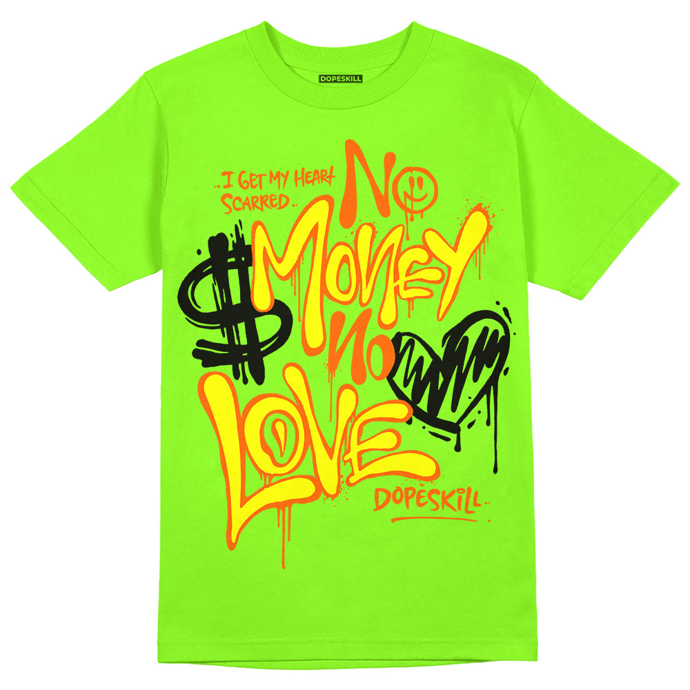 Neon Green Sneakers DopeSkill Neon Green T-Shirt No Money No Love Typo Graphic Streetwear