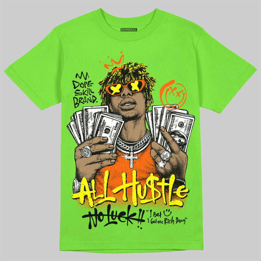 Neon Green Sneakers DopeSkill T-Shirt All Hustle No Luck Graphic Streetwear - Lime