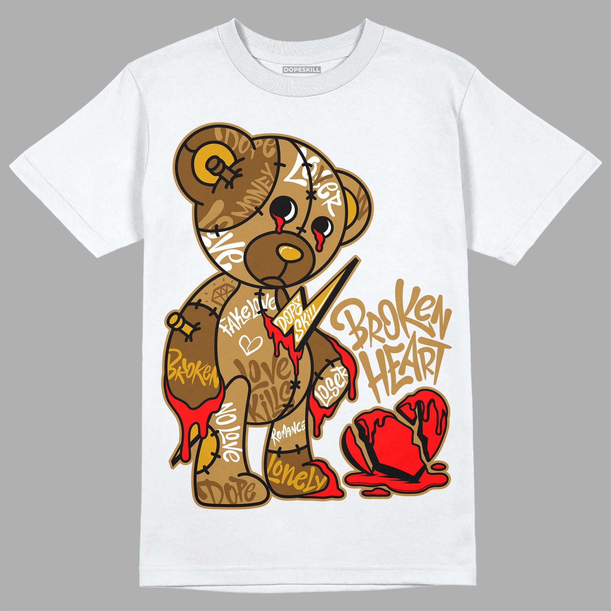 Jordan 13 Wheat 2023 DopeSkill T-Shirt Broken Heart Graphic Streetwear - White