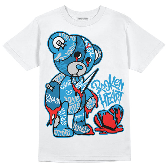 Jordan 4 Retro Military Blue DopeSkill T-Shirt Broken Heart Graphic Streetwear - White