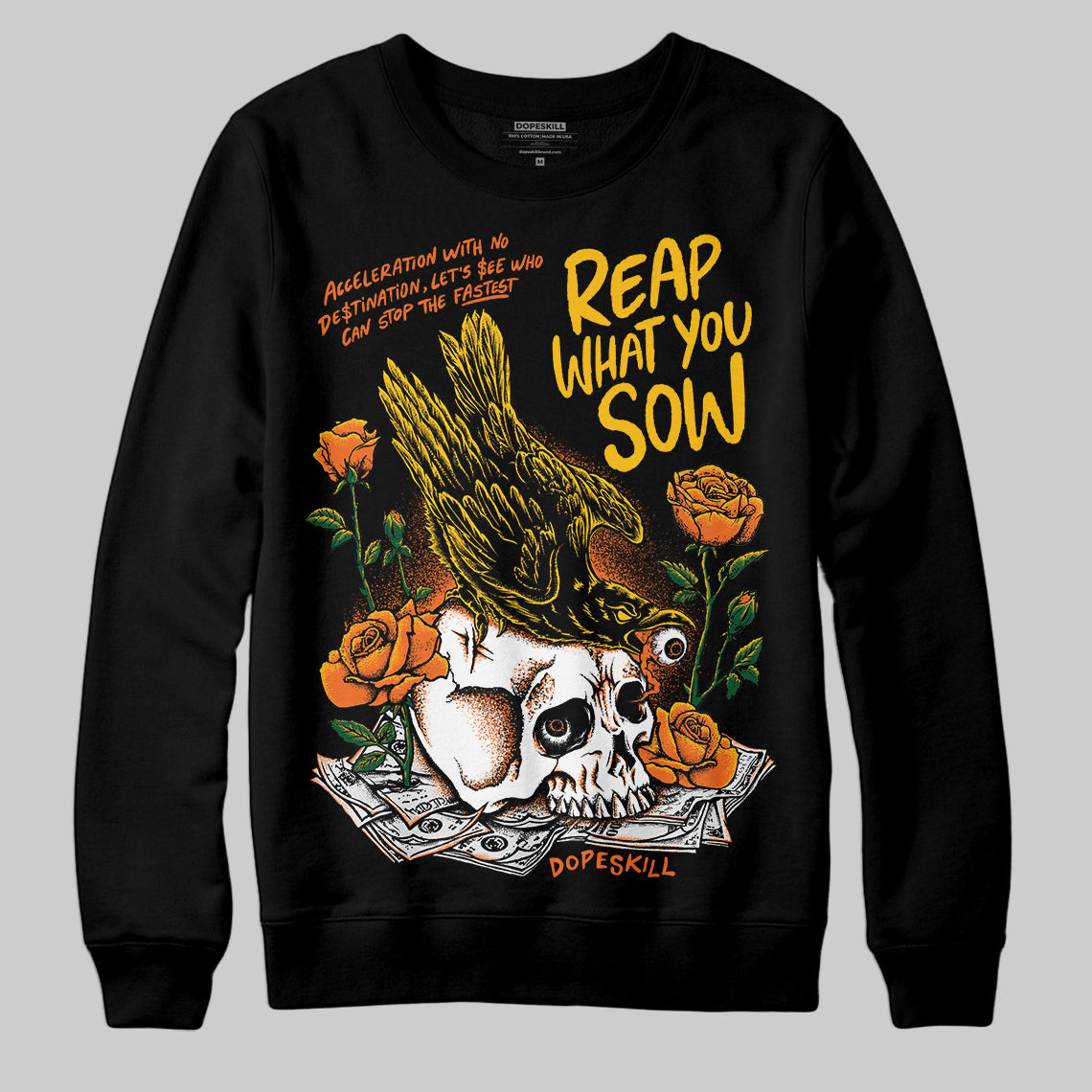 Orange, Black & White Sneakers DopeSkill Sweatshirt Reap What You Sow Graphic Streetwear - Black