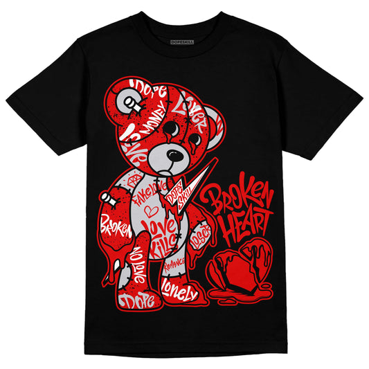 Jordan 4 Retro Red Cement DopeSkill T-Shirt Broken Heart Graphic Streetwear - Black