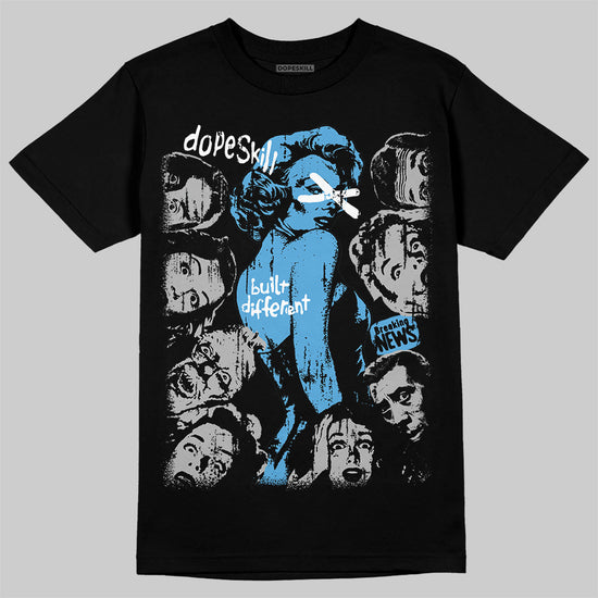 Jordan 14 Retro Black and University Blue DopeSkill T-Shirt Built Different Graphic Streetwear - black