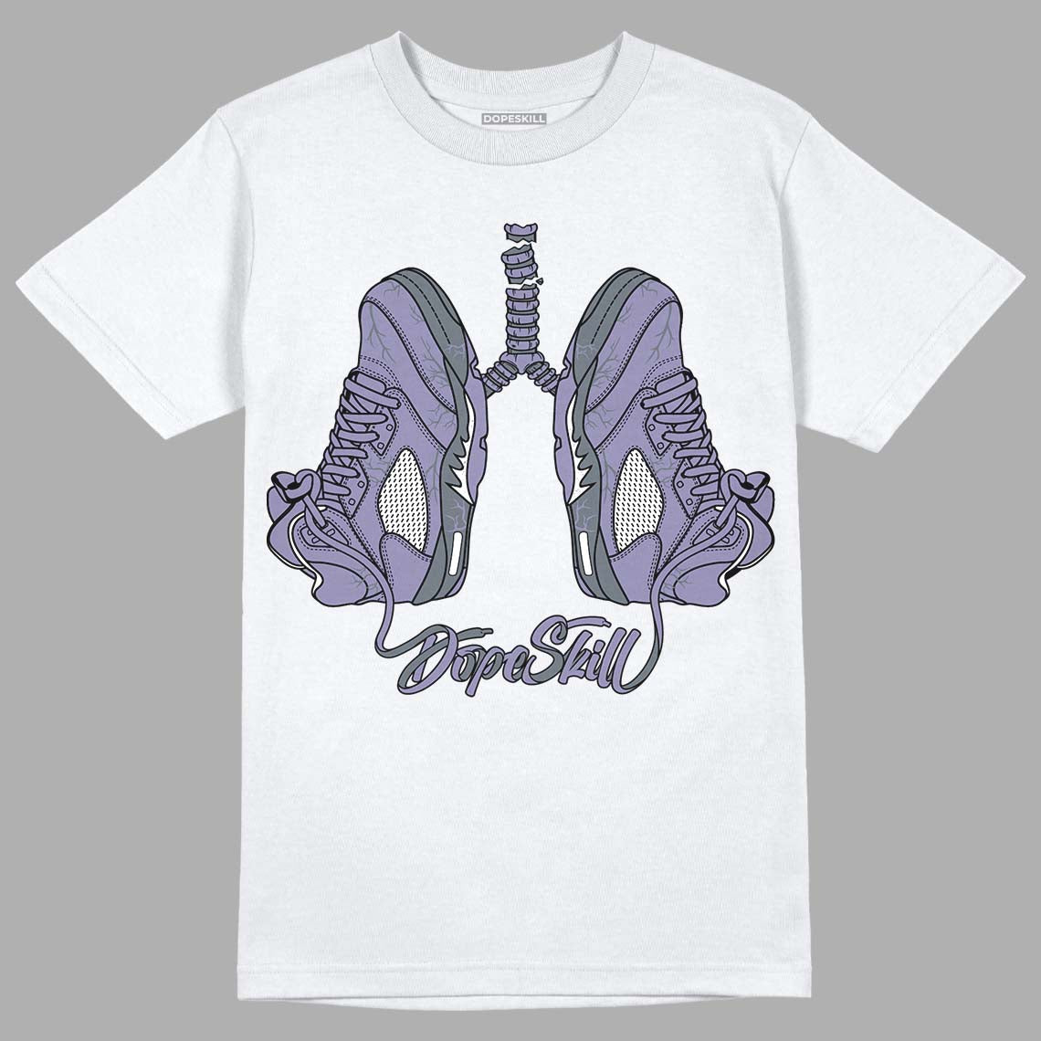 Jordan 5 Retro Low Indigo Haze DopeSkill T-Shirt Breathe Graphic Streetwear  - White