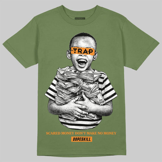 Olive Sneakers DopeSkill T-Shirt Scared Money Don't Make No Money Graphic Streetwear - Miltary Green