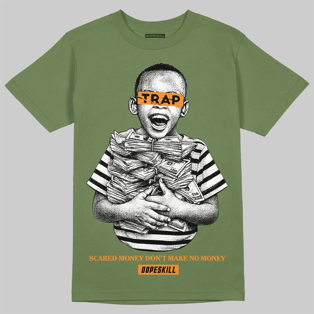 Olive Sneakers DopeSkill T-Shirt Scared Money Don't Make No Money Graphic Streetwear - Miltary Green