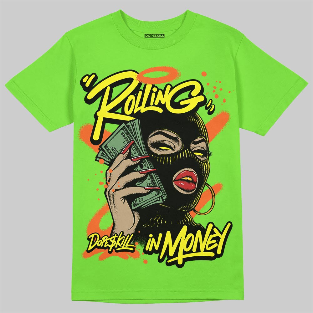 Neon Green Sneakers DopeSkill T-Shirt Rolling in Money Graphic Streetwear - Lime