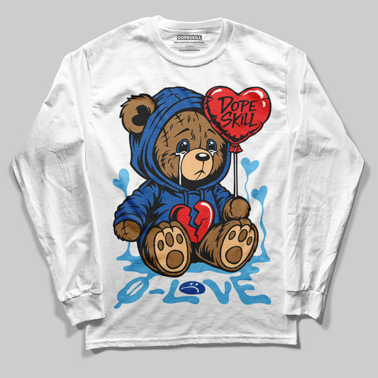 Jordan 12 “Blueberry” DopeSkill Long Sleeve T-Shirt Broken Bear Graphic Streetwear - White