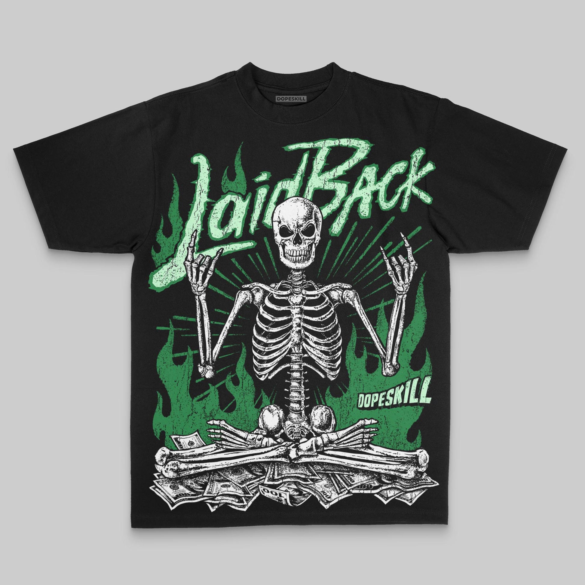 Green Oversize Print Laid Back DopeSkill Graphic Premium T-shirt Streetwear - Black