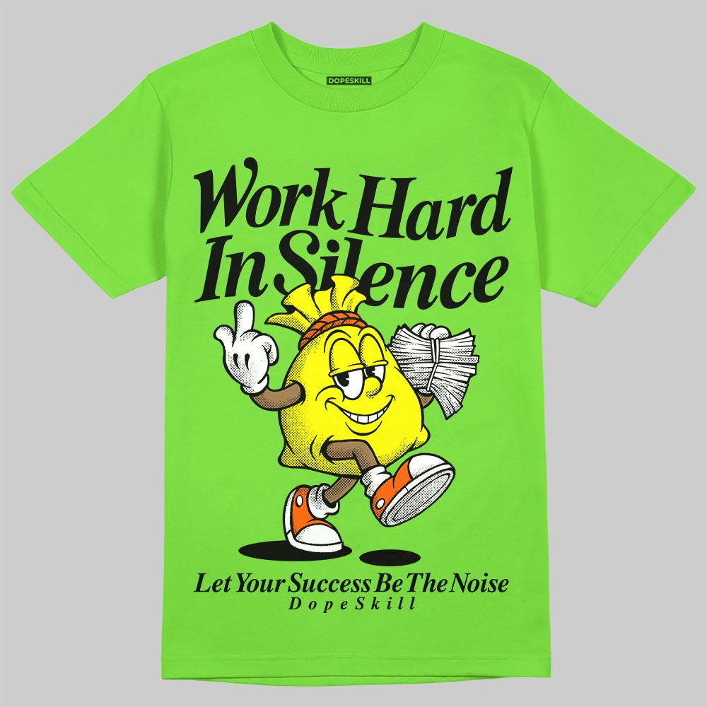 Neon Green Sneakers DopeSkill T-Shirt Work Hard In Silence Graphic Streetwear - Lime