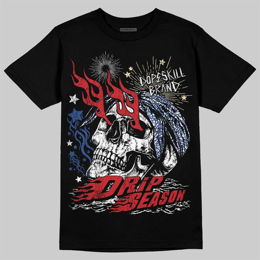 Jordan Spizike Low “Storm Blue” DopeSkill T-Shirt Drip Season Graphic Streetwear - Black