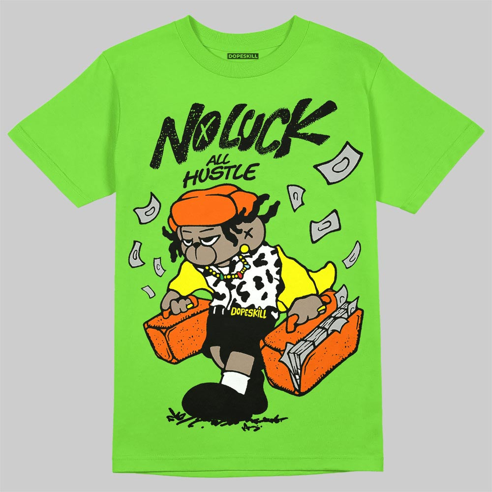 Neon Green Sneakers DopeSkill T-Shirt No Luck, All Hustle Graphic Streetwear - Lime