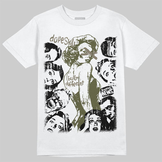 Jordan 3 “Medium Olive” aka “Family Affair” DopeSkill T-Shirt Built Different Graphic Streetwear - White