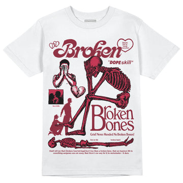 Jordan 1 Retro High '85 OG Metallic Burgundy DopeSkill T-Shirt Broken Bones Graphic Streetwear - WHite 