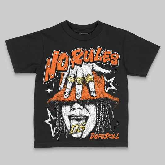 Orange Sneakers DopeSkill Toddler Kids T-shirt No Rules Graphic Streetwear - Black