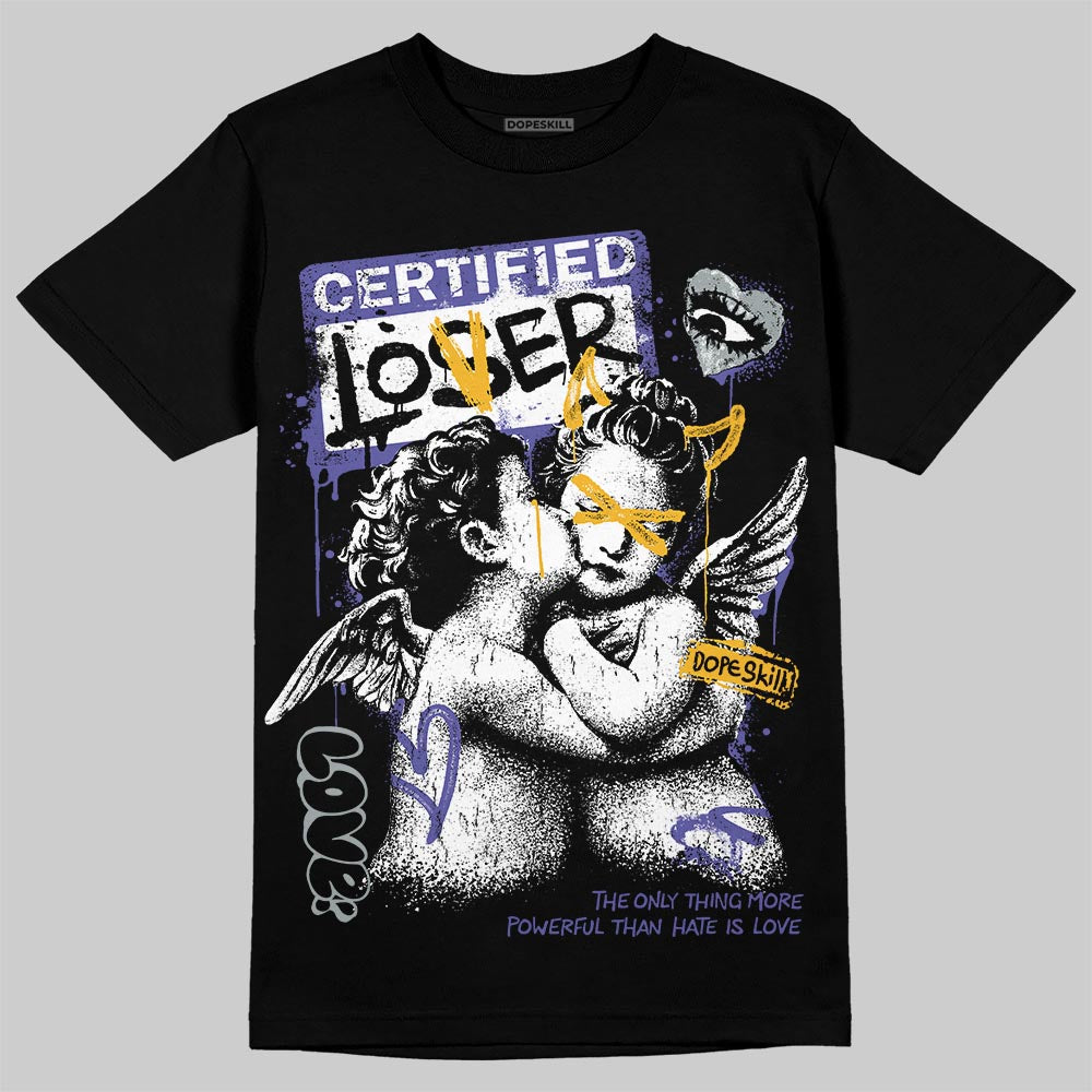 Jordan 4 Retro Lakers DopeSkill T-Shirt Certified Lover Graphic Streetwear - Black