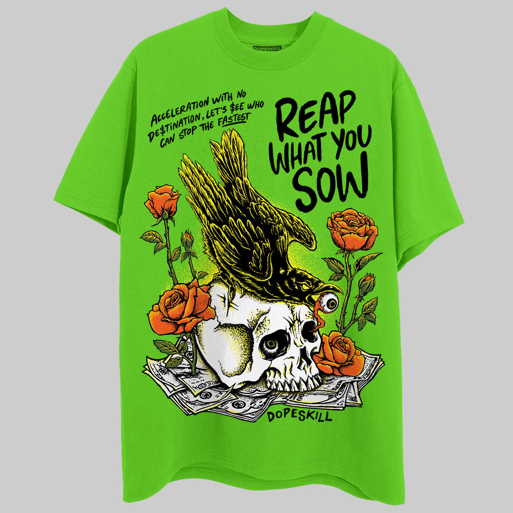 Neon Green Sneakers DopeSkill Neon Green T-Shirt Reap What You Sow Graphic Streetwear