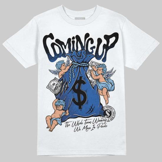 Air Foamposite One “International Blue” DopeSkill T-Shirt Money Bag Coming Up Graphic Streetwear - White