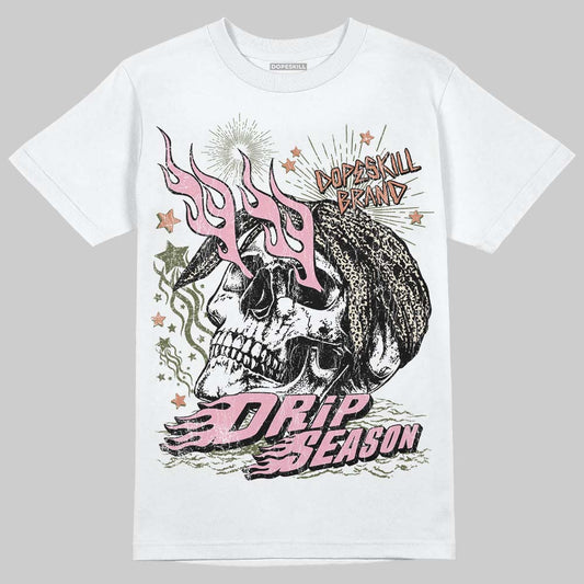 SB Dunk Low Pro x Arts-Rec Skateshop Rust Pink and Rough Green DopeSkill T-Shirt Drip Season Graphic Streetwear - White