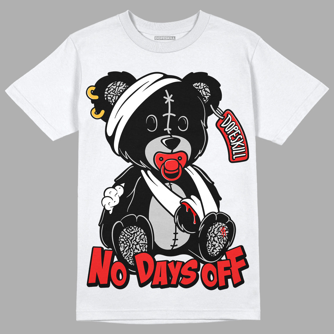 Jordan Spizike Low Bred DopeSkill T-Shirt Hurt Bear Graphic Streetwear - White 