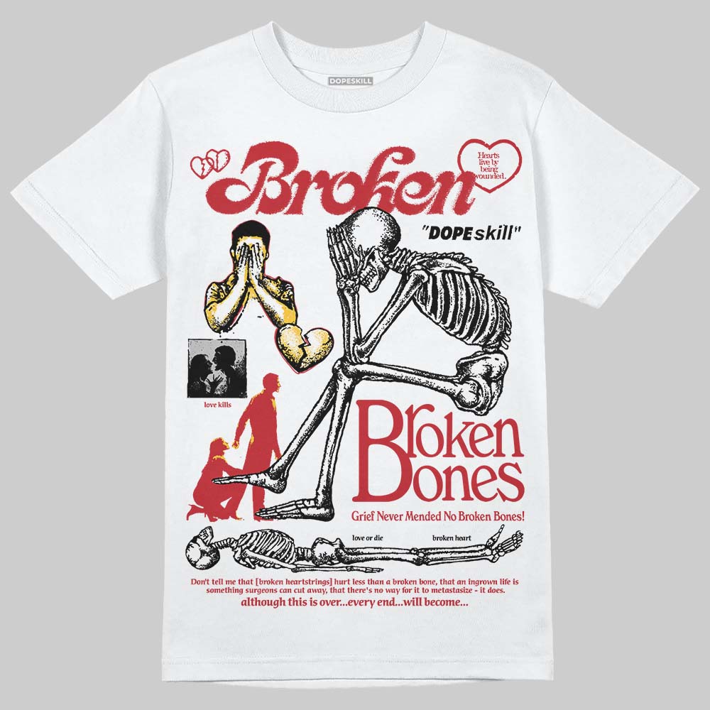 Jordan 14 Retro Ferrari (2025) DopeSkill T-Shirt Broken Bones Graphic Streetwear - White