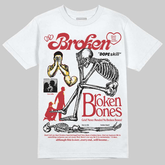 Jordan 14 Retro Ferrari (2025) DopeSkill T-Shirt Broken Bones Graphic Streetwear - White