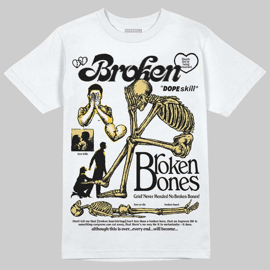 Quai 54 x Air Jordan 1 Retro Low OG Tour Yellow Black DopeSkill T-Shirt Broken Bones Graphic Streetwear - White 