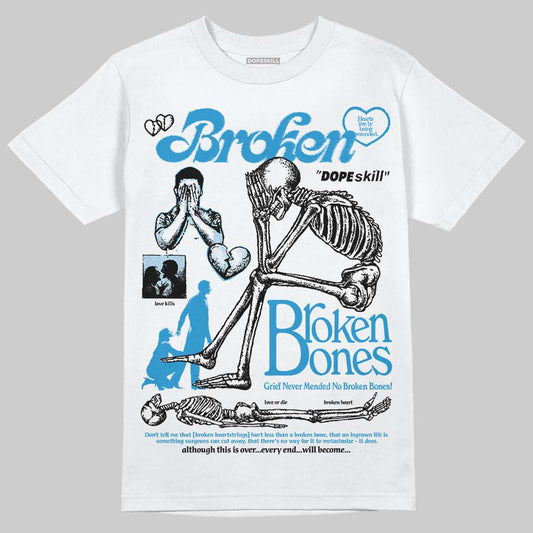 Jordan 4 Denim “Worn Blue” DopeSkill T-Shirt Broken Bones Graphic Streetwear - White
